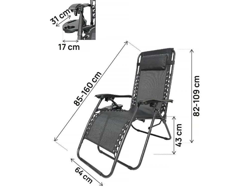 Relax-Gartensessel 2-er Set verstellbar und schwerelos "Sintra" - Schwarz