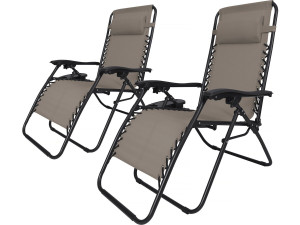 Relax-Gartensessel 2-er Set verstellbar und schwerelos "Sintra" - Taupe