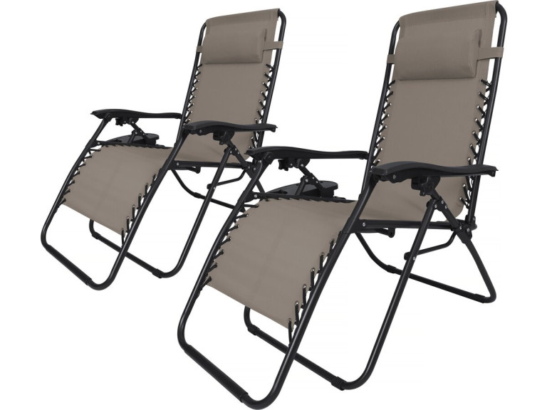 Relax-Gartensessel 2-er Set verstellbar und schwerelos "Sintra" - Taupe
