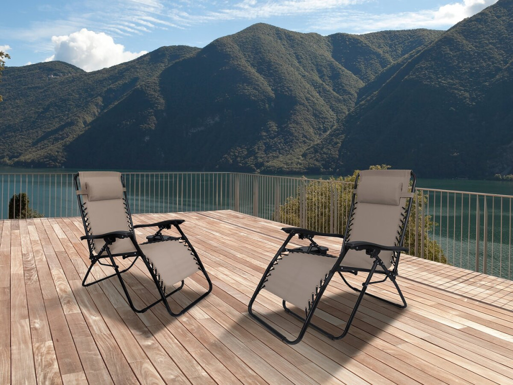 Relax-Gartensessel 2-er Set verstellbar und schwerelos "Sintra" - Taupe