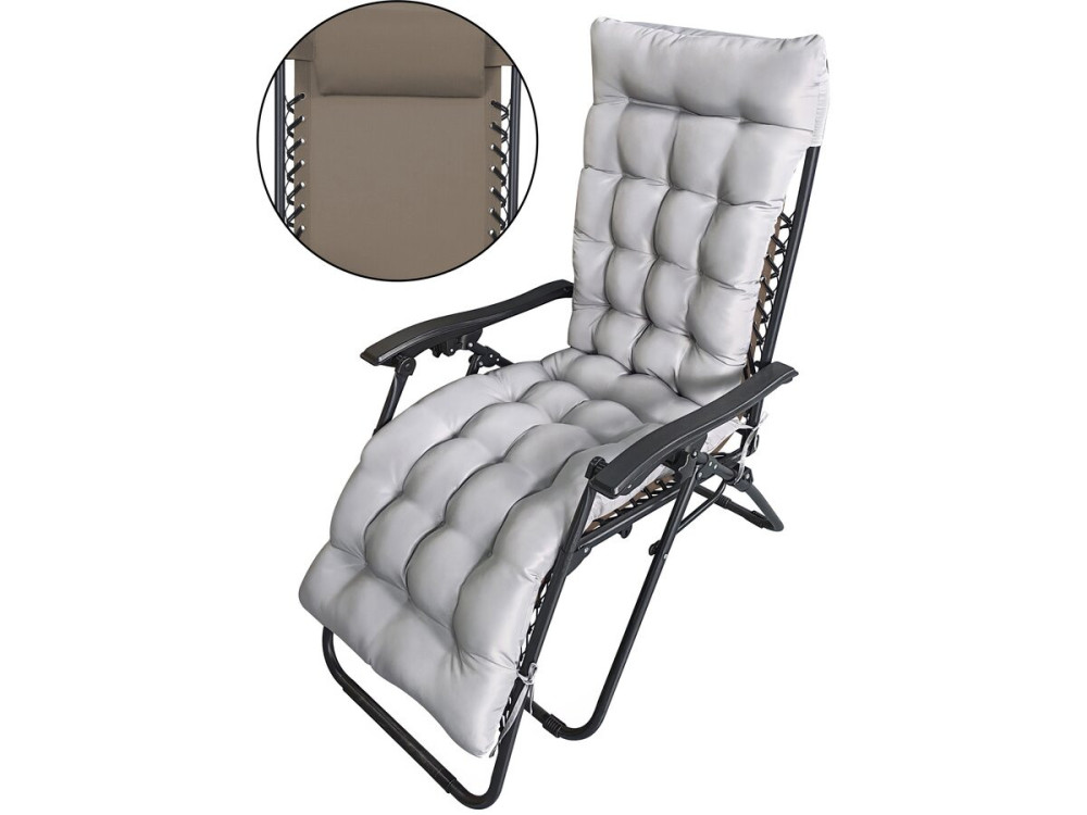 Schwerkraftfreier Relax-Gartensessel mit gestepptem Kissen "Sintra" - Taupe