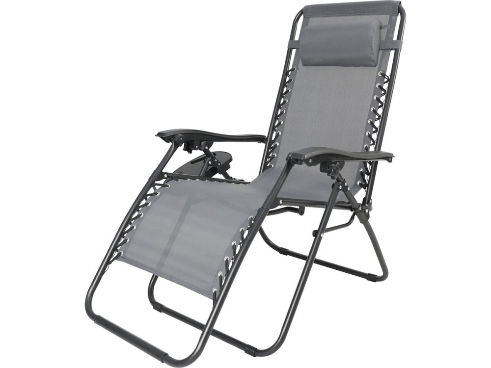 Schwerkraftfreier Relax-Gartensessel mit gestepptem Kissen "Sintra" - Grau