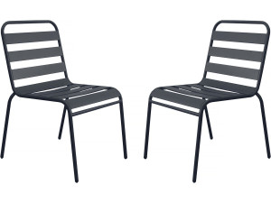 2er-Set stapelbare Gartenstühle aus Metall 'Bilbao' – Grau"