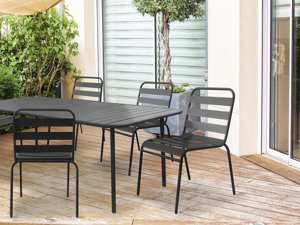 2er-Set stapelbare Gartenstühle aus Metall 'Bilbao' – Grau"