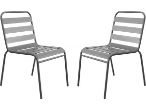 2er-Set stapelbare Gartenstühle aus Metall "Bilbao" - Taupe