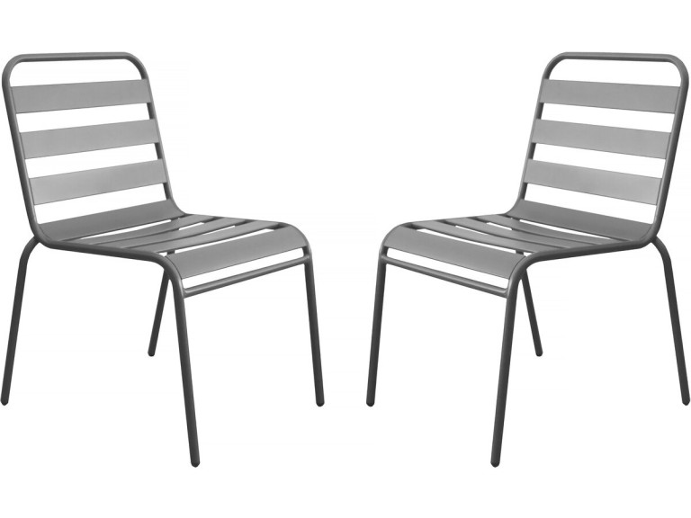 2er-Set stapelbare Gartenstühle aus Metall "Bilbao" - Taupe
