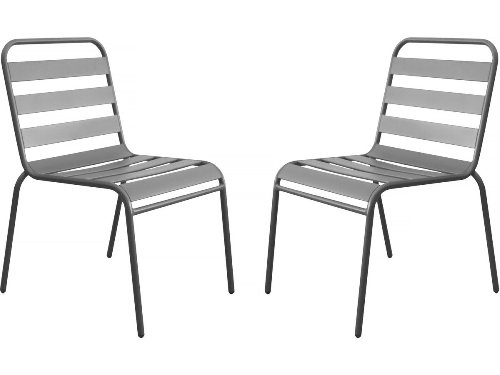 2er-Set stapelbare Gartenstühle aus Metall "Bilbao" - Taupe