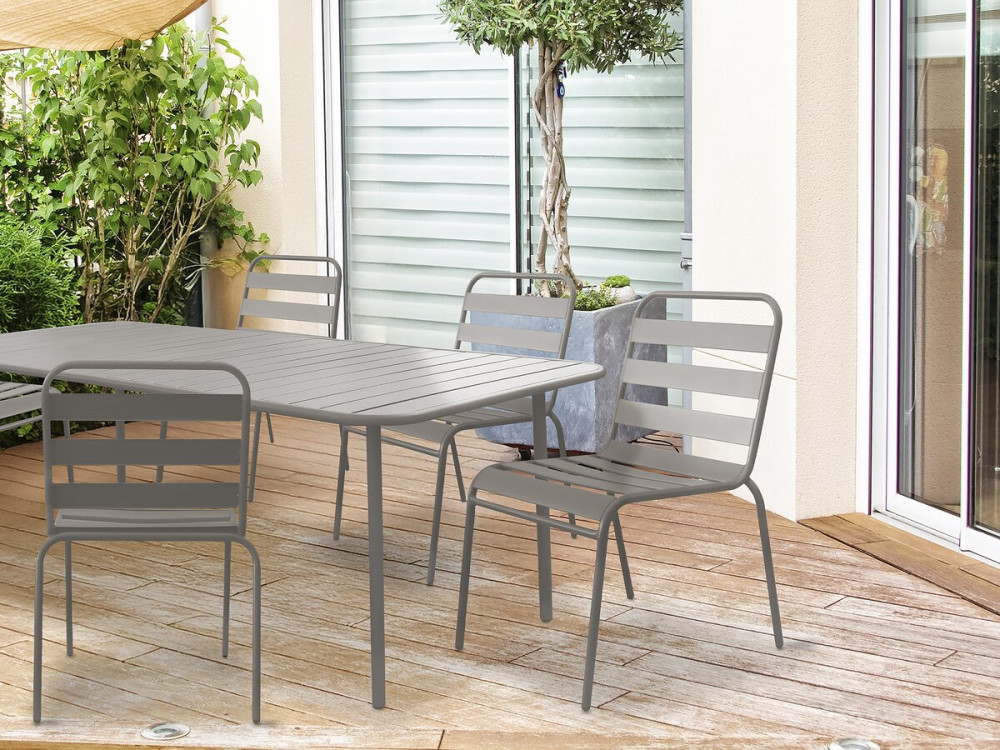 2er-Set stapelbare Gartenstühle aus Metall "Bilbao" - Taupe