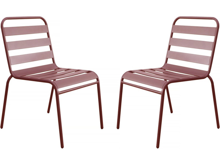 2er-Set stapelbare Gartenstühle aus Metall "Bilbao" - Terrakotta
