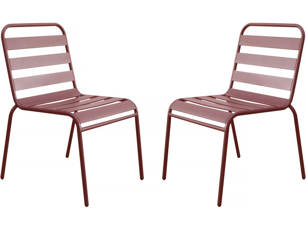 2er-Set stapelbare Gartenstühle aus Metall "Bilbao" - Terrakotta
