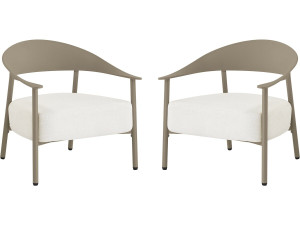 2er-Set Gartensessel aus Kunststoff und Metall "Céora" - Taupe