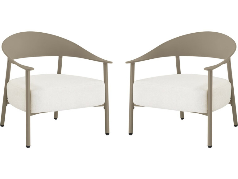 2er-Set Gartensessel aus Kunststoff und Metall "Céora" - Taupe