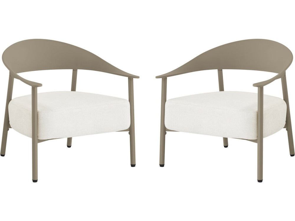 2er-Set Gartensessel aus Kunststoff und Metall "Céora" - Taupe