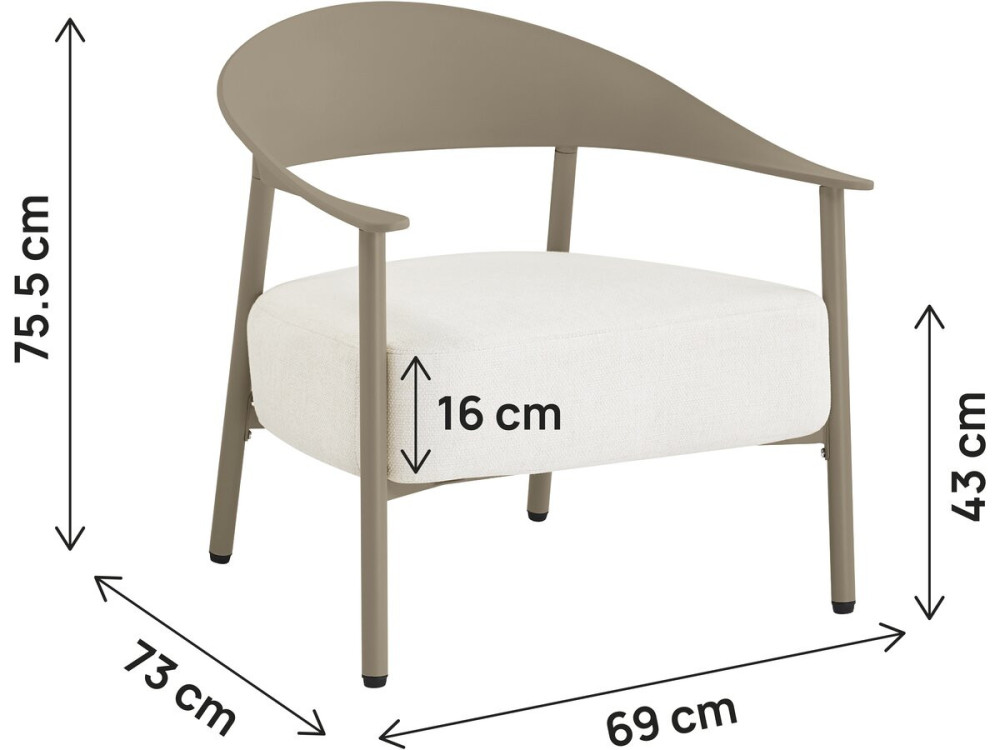 2er-Set Gartensessel aus Kunststoff und Metall "Céora" - Taupe