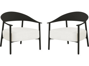 2er-Set Gartensessel aus Kunststoff und Metall "Céora" - Schwarz