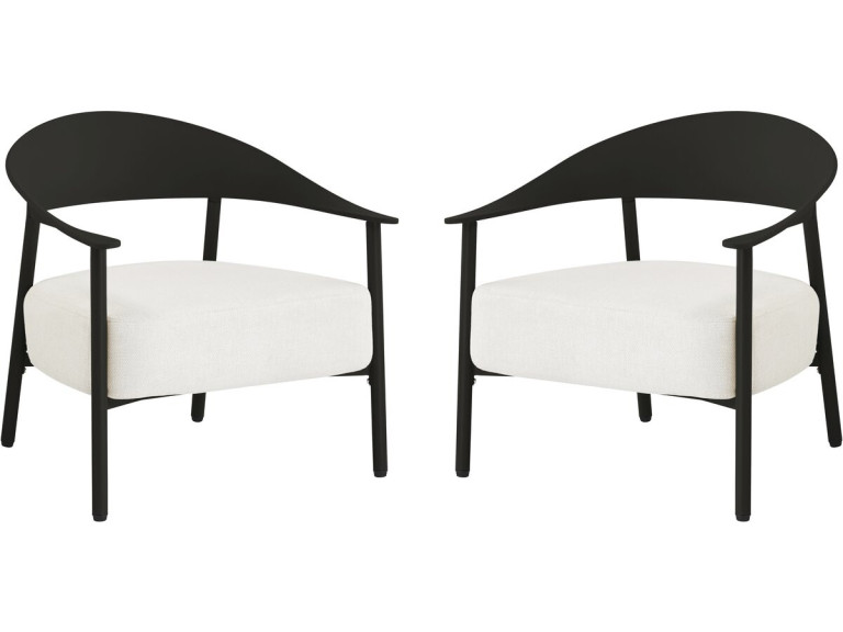 2er-Set Gartensessel aus Kunststoff und Metall "Céora" - Schwarz