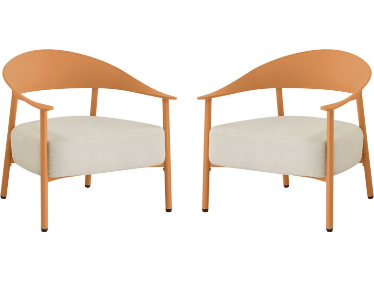 2er-Set Gartensessel aus Kunststoff und Metall "Céora" - Orange