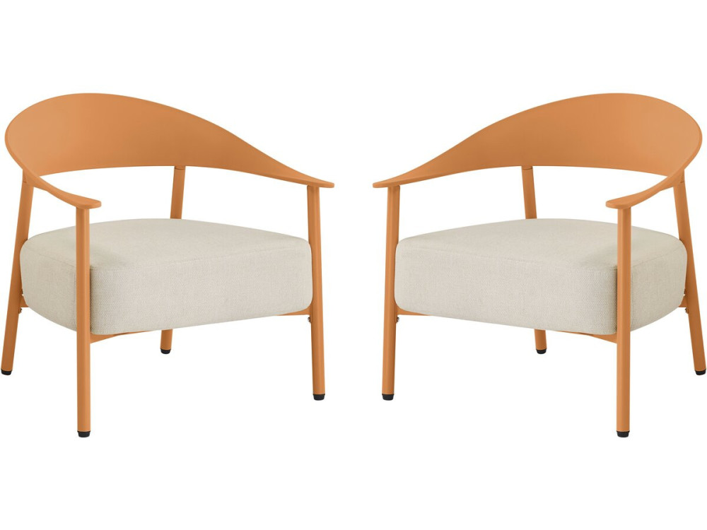 2er-Set Gartensessel aus Kunststoff und Metall "Céora" - Orange