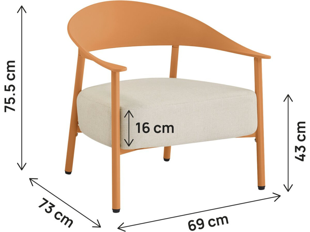 2er-Set Gartensessel aus Kunststoff und Metall "Céora" - Orange