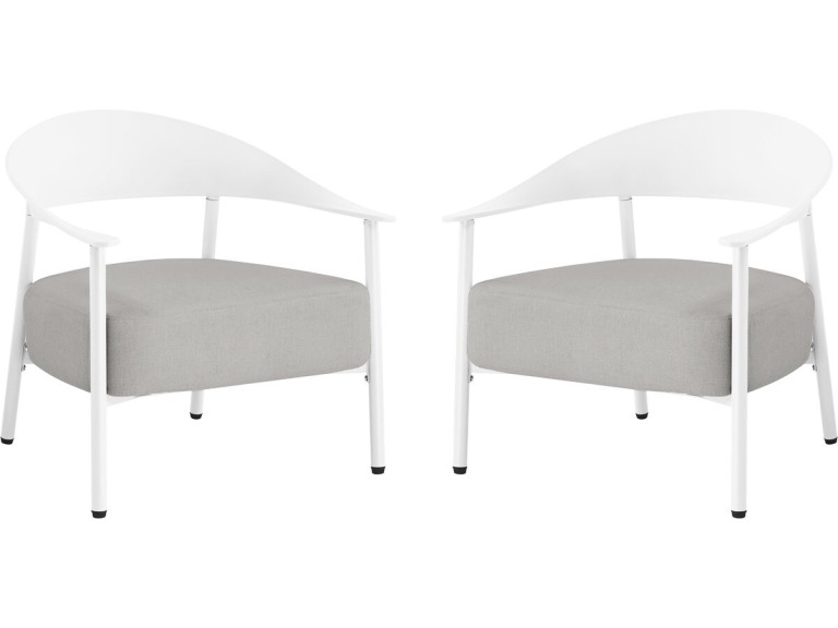 2er-Set Gartensessel aus Kunststoff und Metall "Céora" - Weiß