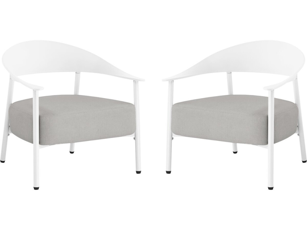 2er-Set Gartensessel aus Kunststoff und Metall "Céora" - Weiß