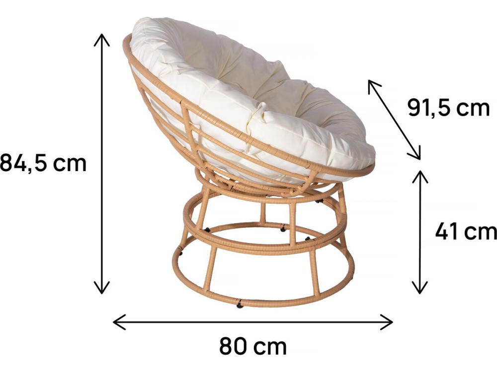 Papasan Sessel für drinnen und draußen im Loveseat-Stil "Bali" - Ø91cm - Beige