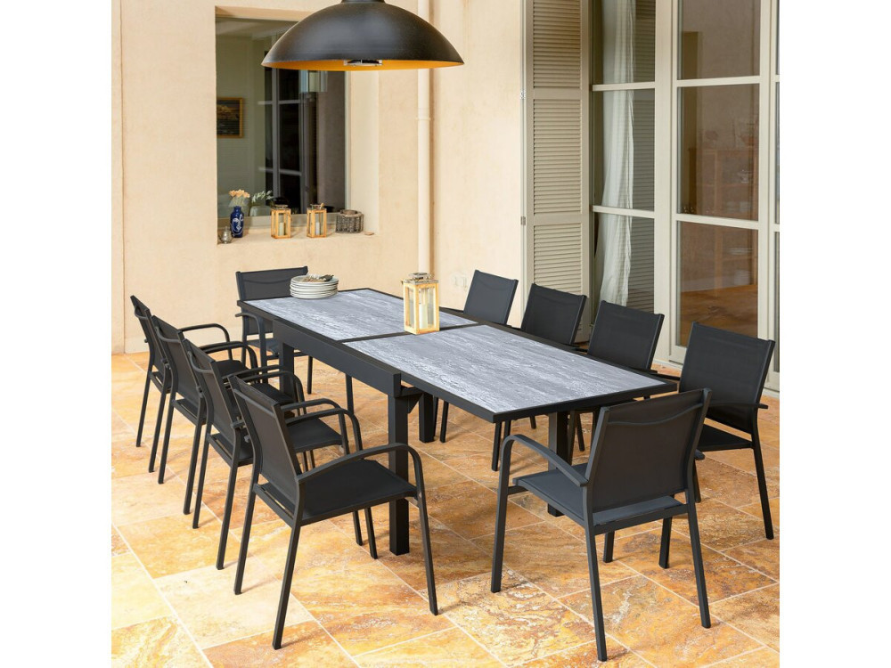 Gartentisch ausziehbar aus Aluminium "Lagos" - 200/320 x 105 x 76 cm - Grau