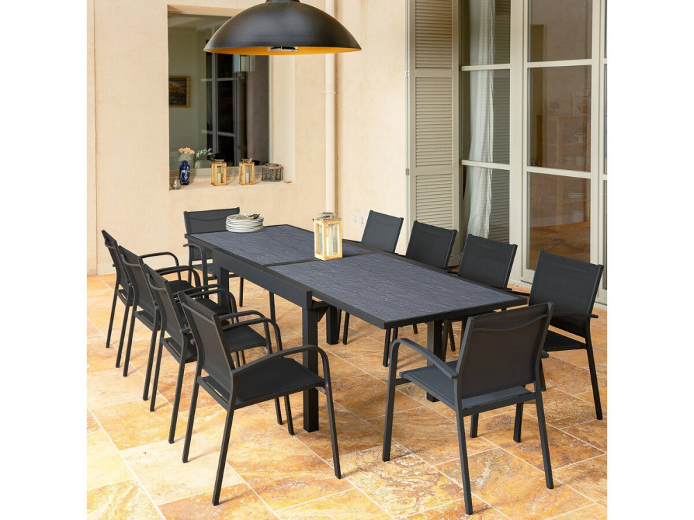 Gartentisch ausziehbar aus Aluminium "Lagos" - 200/320 x 105 x 76 cm - Schwarz