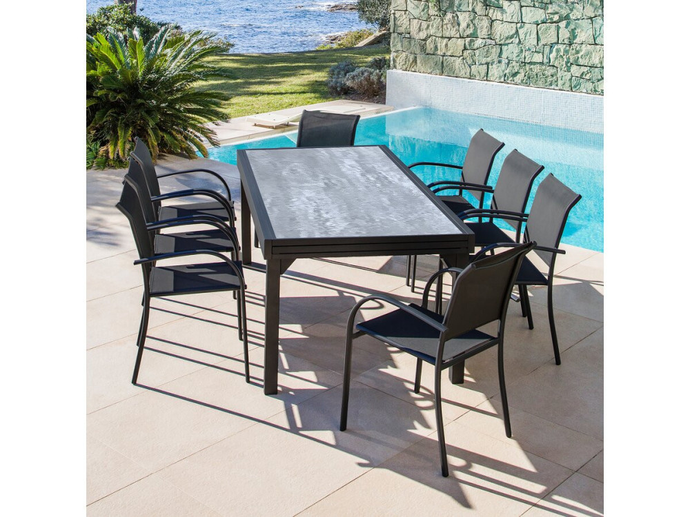 Gartentisch aus Aluminium ausziehbar "Lagos" - 140/280 x 90 x 76 cm - Grau