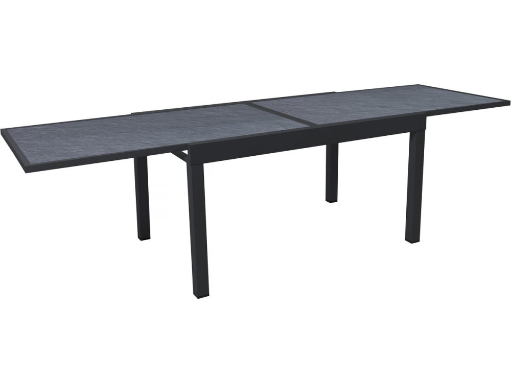 Gartentisch aus Aluminium ausziehbar "Lagos" - 140/280 x 90 x 76 cm - Schwarz