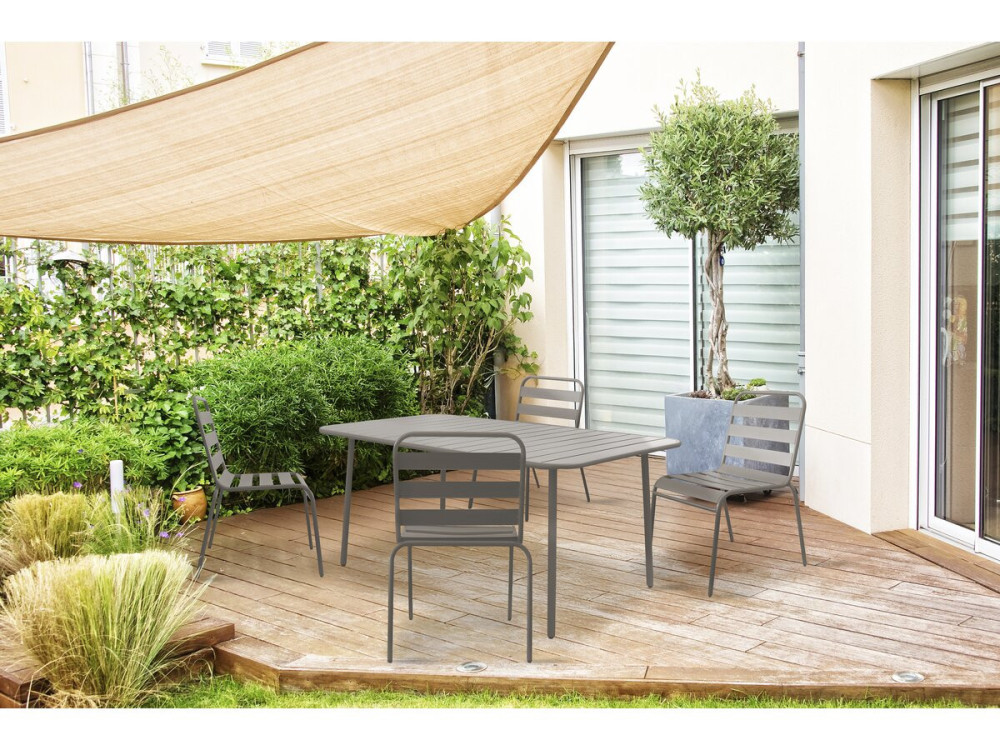 Gartentisch aus Metall „Bilbao“ – 150 x 90 x 71 cm – Taupe