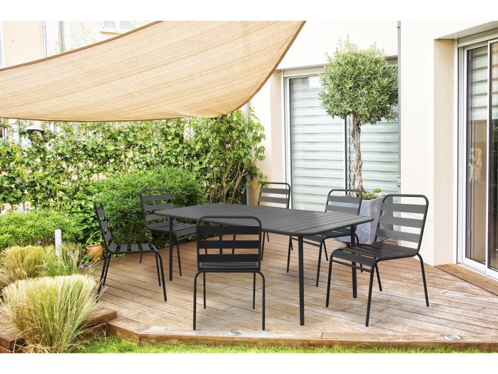 Gartentisch aus Metall „Bilbao“ – 180 x 90 x 71 cm – Grau