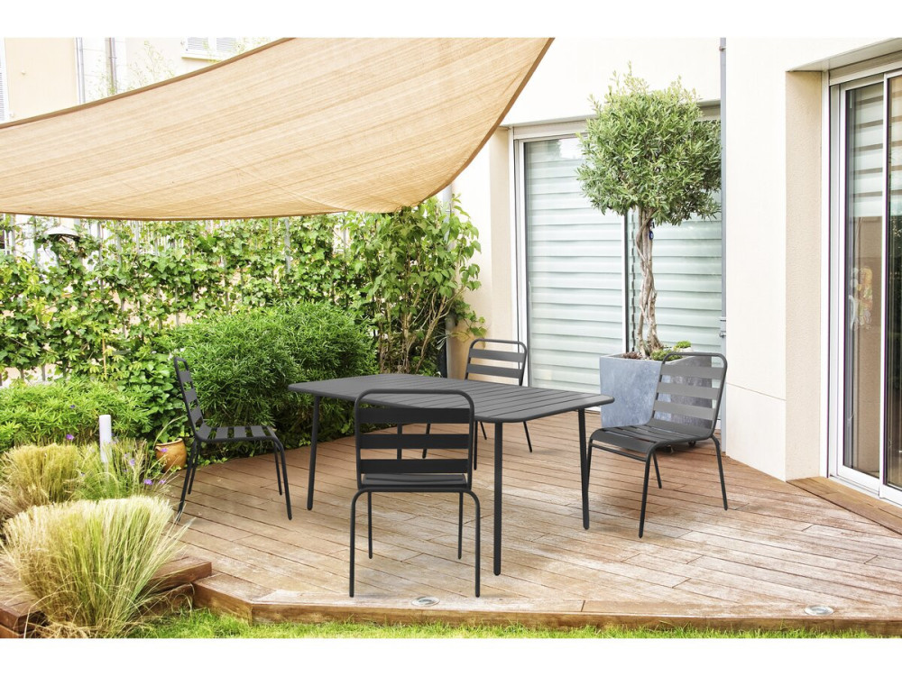 Gartentisch aus Metall „Bilbao“ – 150 x 90 x 71 cm – Grau