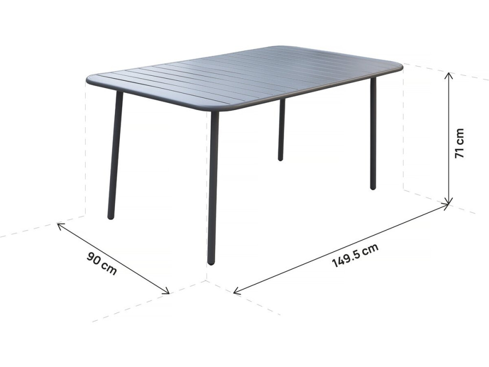 Gartentisch aus Metall „Bilbao“ – 150 x 90 x 71 cm – Grau