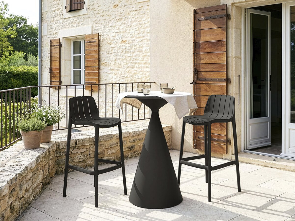 Garten-Bistro-Hochtisch ⌀80 cm "Néora" - Schwarz