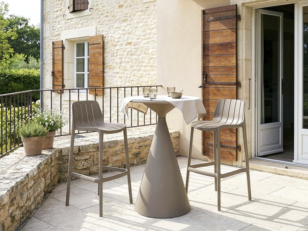 Garten-Bistro-Hochtisch ⌀80 cm "Néora" - Taupe