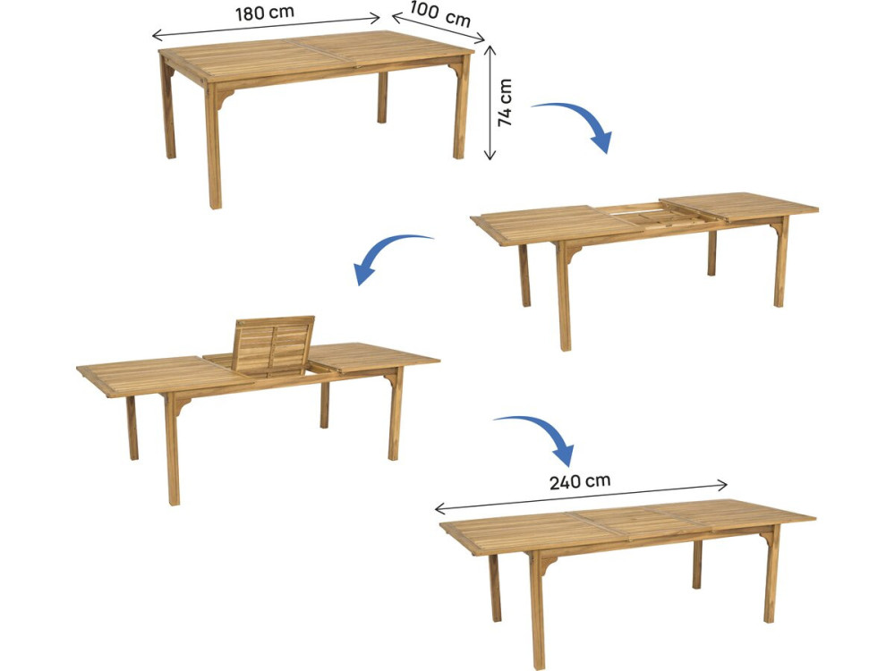 Ausziehbarer Gartentisch aus Holz 180/240 cm "Valladolid" - 6 bis 10 Plätze - Braun