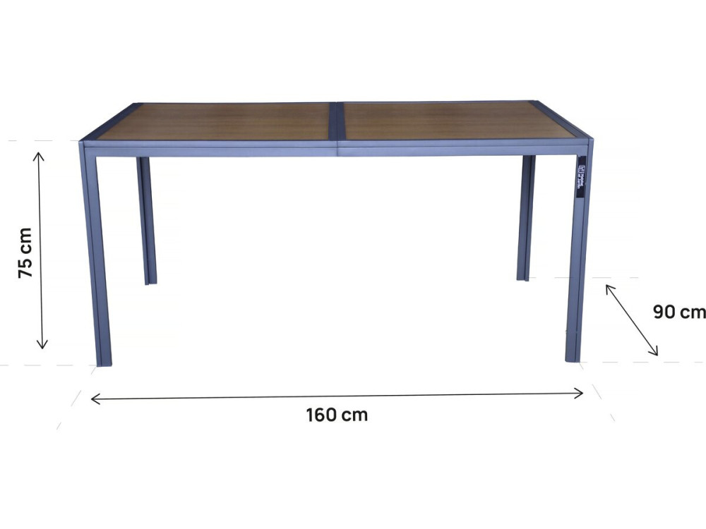 Gartentisch aus Metall in Holzoptik "Tossa" - 160 x 90 x 75 cm - Braun