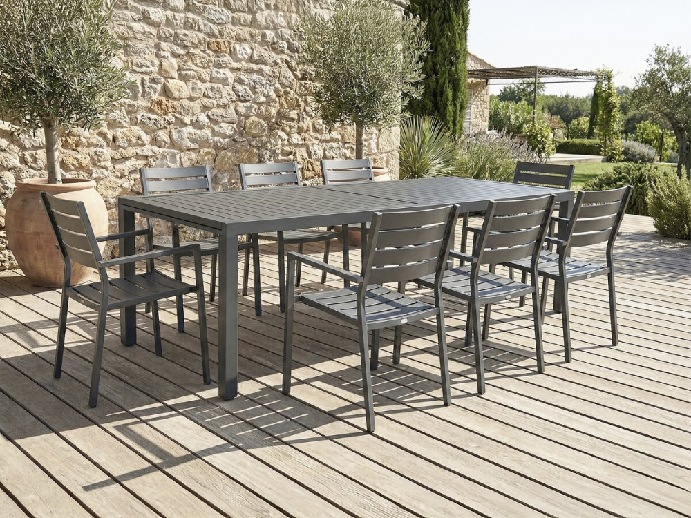 Ausziehbarer Gartentisch aus Metall "Salou" - 240/300 x 100 x 75 cm - Grau