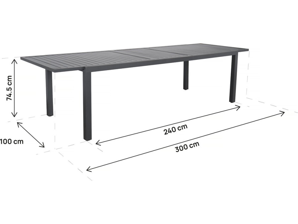 Ausziehbarer Gartentisch aus Metall "Salou" - 240/300 x 100 x 75 cm - Grau