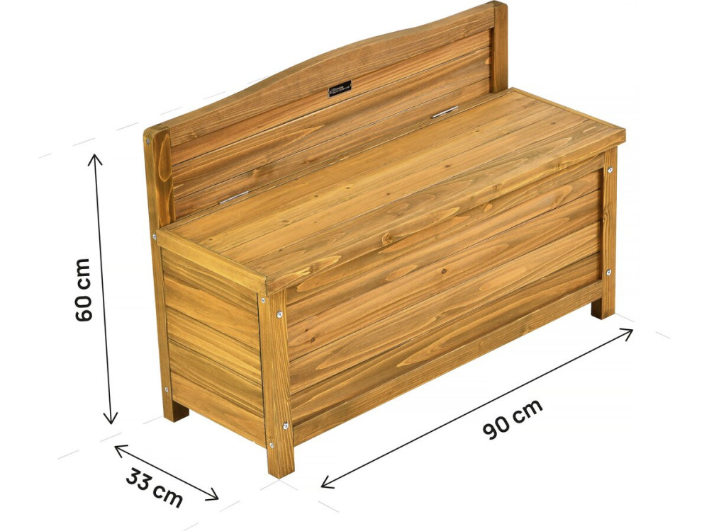 Holztruhenbank "Ben" - 90 x 33 x 60 cm - Braun