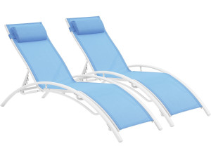 Sonnenliege aus Aluminium "Beauty" - Phoenix - Blau - 2er-Set