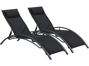 Sonnenliege aus Aluminium 2er-Set Beauty "Phoenix" Schwarz