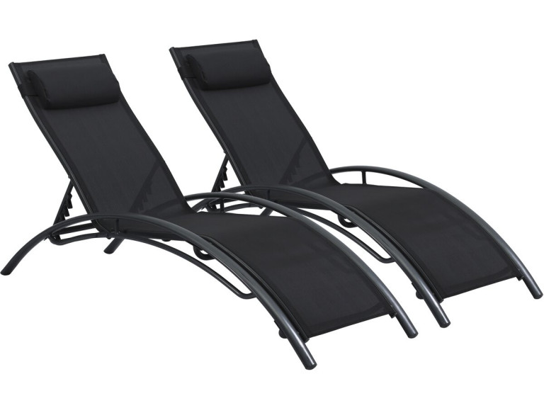 Sonnenliege aus Aluminium 2er-Set Beauty "Phoenix" Schwarz