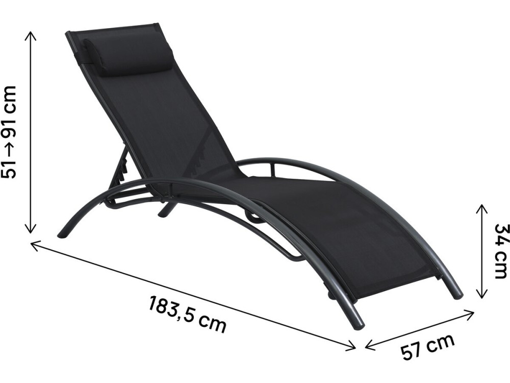 Sonnenliege aus Aluminium 2er-Set Beauty "Phoenix" Schwarz