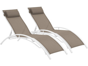 Sonnenliege aus Aluminium "Beauty" - Phoenix - Taupe - 2er-Set