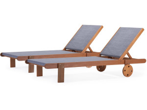 Sonnenliege aus Tropenholz 2er-Set "Saigon" - Maple - Grau