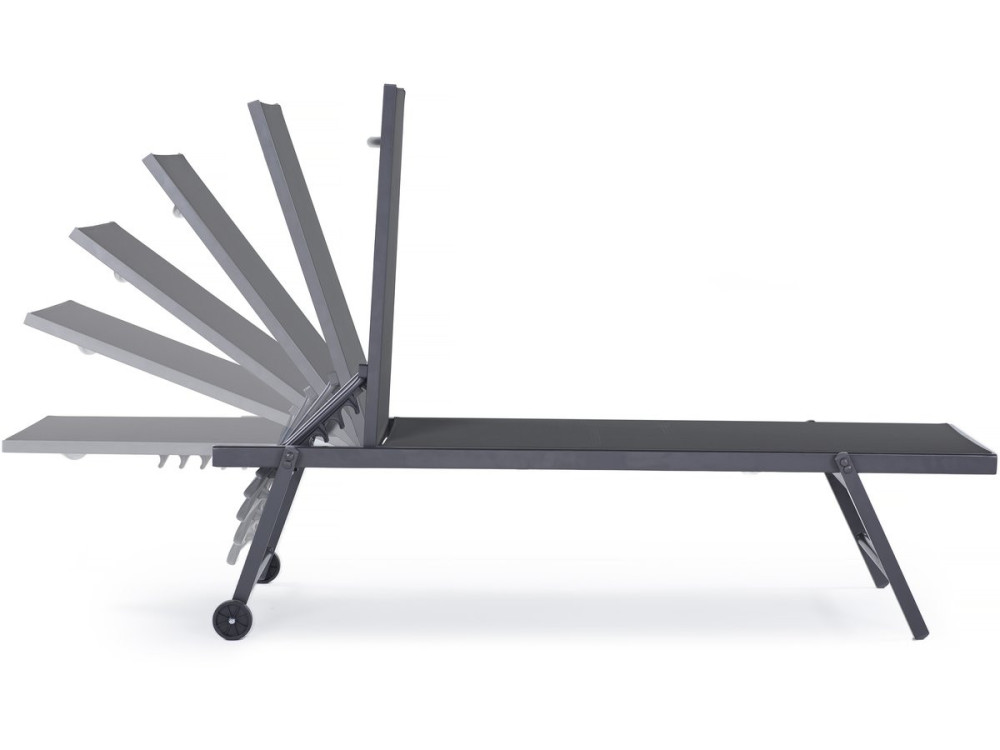 2er-Set Sonnenliegen aus gestepptem Textilene und Aluminium "Jolia" - Phoenix - Dunkelgrau
