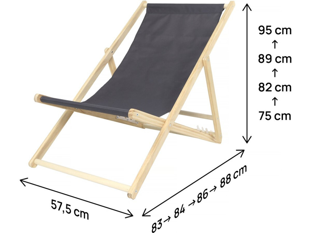 Liegestühle aus Holz 2er-Set "Chilienne" - 107 x 56,5 x 81 cm - Grau