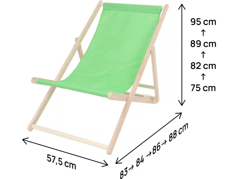 Liegestühle aus Holz 2er-Set "Chilienne" - 107 x 56,5 x 81 cm - Grün